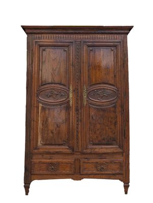 an image of a wooden armoire with two doors on each side