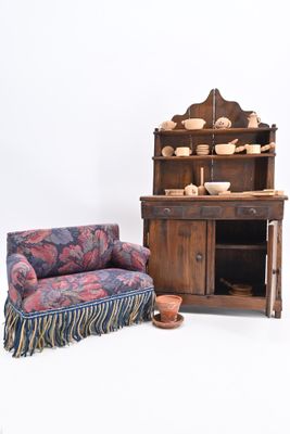two couches and a cabinet in a room