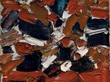 une image représentant une peinture aux couleurs rouge, noir et blanc