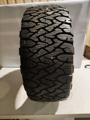 a close up of a tire on a table in a room