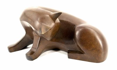 sculpture of a cat on a white background