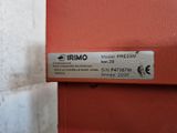 a label on the side of a red metal cabinet