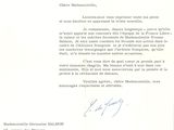 la lettre est rédigée en français sur une feuille de papier