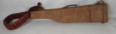brown leather case with a brown leather strap on a white background