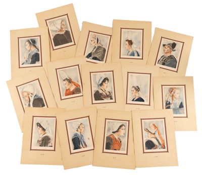 a bunch of old fashion photographs of women in hats and coats