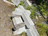 a pile of concrete blocks sitting on the side of the road