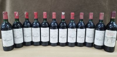 six bouteilles de vin sont alignées sur une table