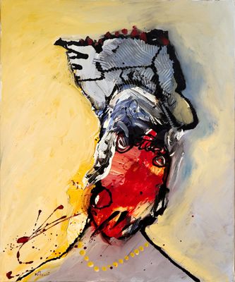 Stani Nitkowski (1949-2001) Le Turban gris Huile sur toile s…