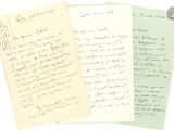 three handwritten letters are on top of a piece of paper