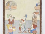a painting of a group of cartoon characters in a room