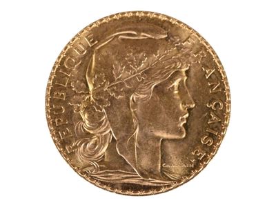 Pièce de vingt francs or au coq, 1911. Usures. - Photo 1