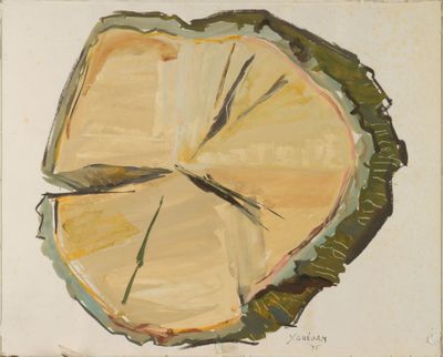 painting of a slice of lemon on a piece of paper