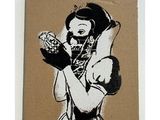 un dessin représentant une femme tenant une bouteille de vin