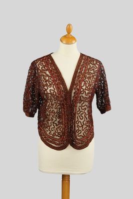 ANONYME. Boléro marron perlé. Taille indiquée L. - Photo 1
