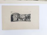 two drawings of horses pulling a wagon with a man in the back