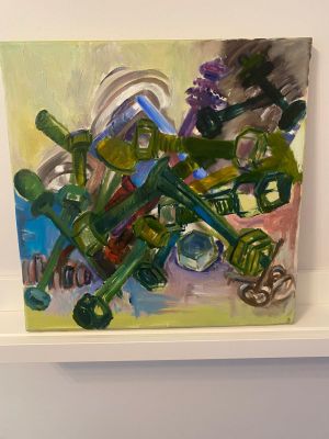 Outils et quincaillerie - Catherine DREUX huile (40 x 40)