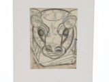 une photo d'un dessin représentant un taureau sur une feuille de papier
