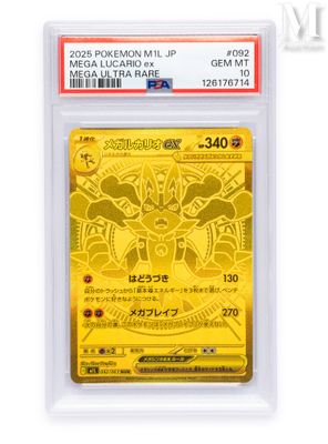 the pokemon card is in a clear plastic holder