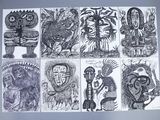 several drawings of different types of art on a piece of paper