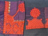 purple and orange sari sari with matching blouses and stoles