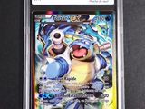 a close up of a pokemon card in a plastic case