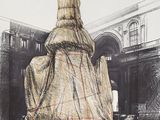 an image of a drawing of a statue covered in a sheet