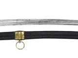 a black and gold sword with a black handle