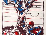 une image représentant un dessin d'un homme et d'une femme assis sous un arbre