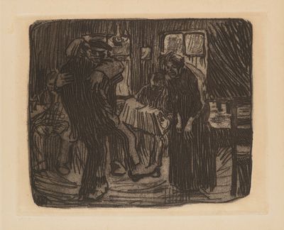 an image of a black and white drawing of two people in a room
