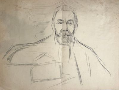 drawing of a man with a beard in a suit and tie