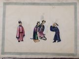 painting of a group of people in oriental clothing standing next to each other