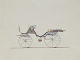 a drawing of a horse drawn carriage on a white background