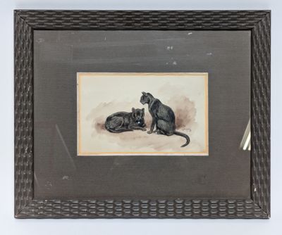 painting of a cat and a dog on a white background