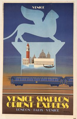 an image of a poster advertising venice with a horse and carriage