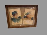 two framed pictures of a man with a beard and a hat