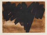 une image représentant une peinture aux tons noirs et marron sur une surface en bois