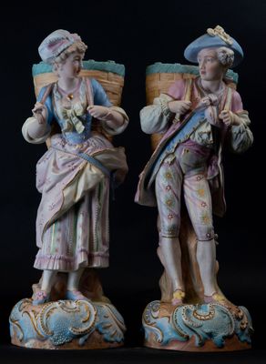 Paire de porcelaines allemandes représentant un couple de pa…