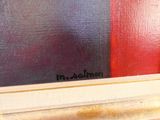 une peinture représentant une rayure rouge et noire sur le mur