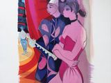 un tableau représentant deux femmes jouant de la guitare ensemble