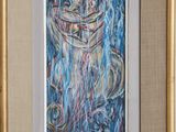 painting of a man in a hat with a fish in his mouth