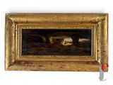 une image représentant un tableau où l'on voit un homme et une femme dans un bateau