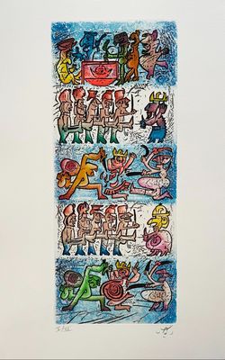 an image of a drawing of a group of people on a beach
