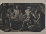 une image représentant un tableau où l'on voit un groupe d'hommes en train de manger