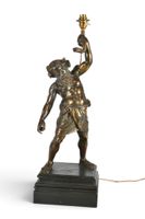 LAMPE (pieds de) en bronze patiné figurant le Silène, satyre… (photo 5)