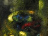 a painting of a painting of flowers in a vase on a table