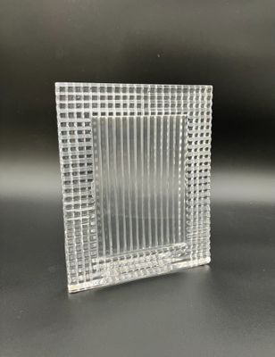 a close up of a clear glass block on a table