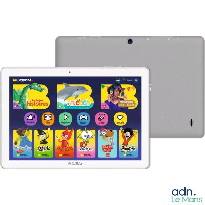 a close up of a tablet computer on a white background