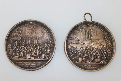 deux médailles représentant la bataille de Waterloo et la bataille de Waterloo