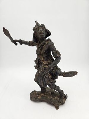 Deux sujets guerriers en bronze AFRIQUE DE L'OUEST , origine… - Photo 1