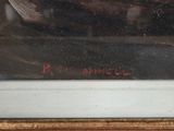 an image of a close up of a painting of a cat on a window sill
